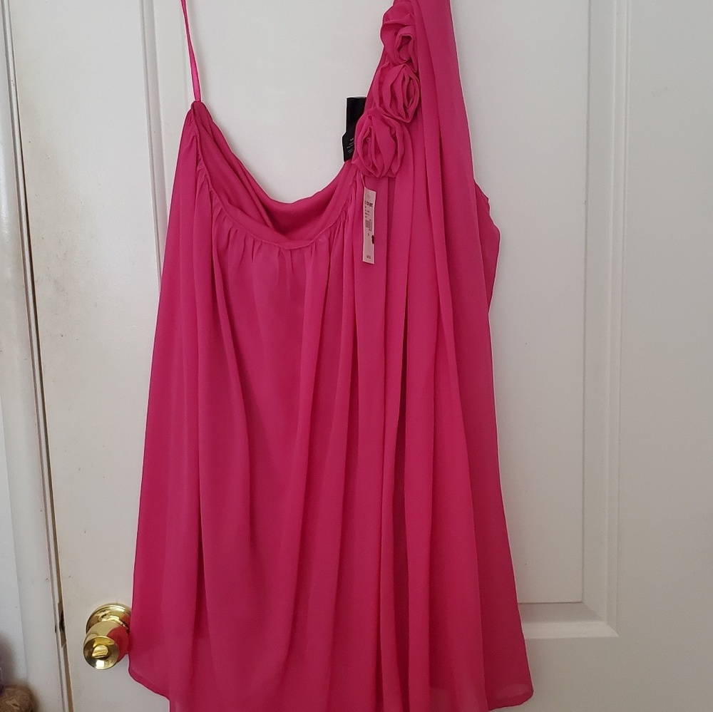 Fuchsia Rosette Goddess Strap Shirt